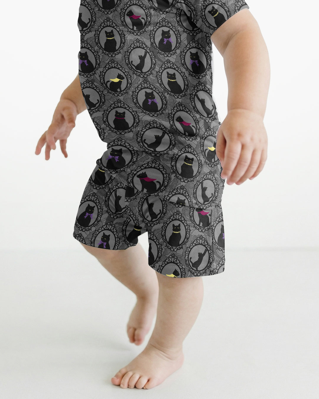Midnight Cat Parade Bamboo Two Piece Short Sleeve Shorts Pajama Set
