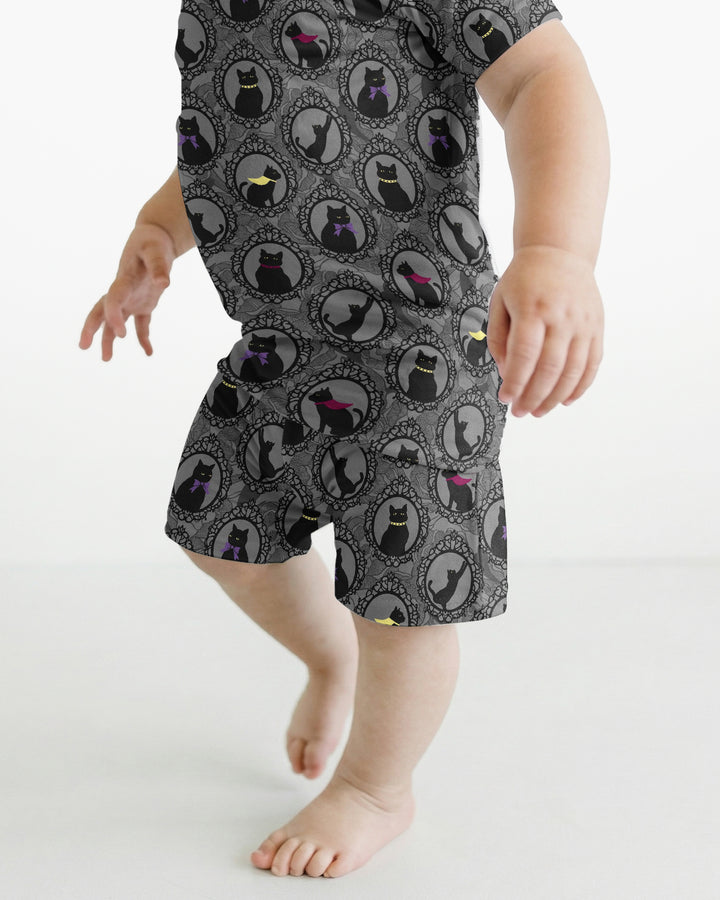 Midnight Cat Parade Bamboo Two Piece Short Sleeve Shorts Pajama Set