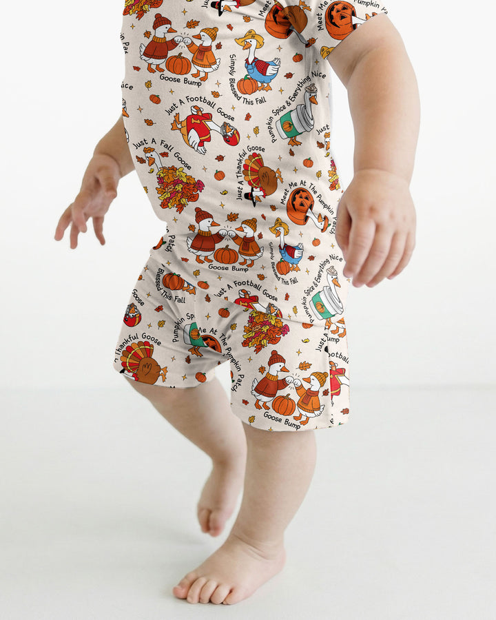 Just A Fall Goose Family Matching Bamboo Two Piece Short Sleeve Shorts Pajama Set
