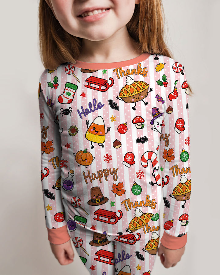Happy Hallothanksmas Bamboo Two Piece Long Sleeve Pajama Set