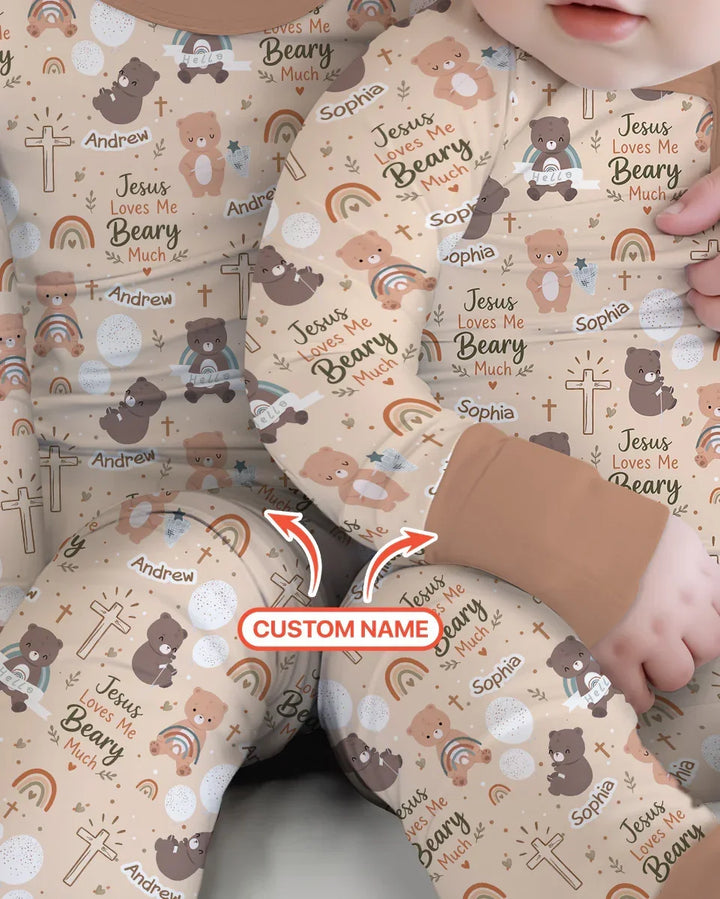 Custom Name Jesus Loves Me Beary Much Bamboo Convertible Zippy