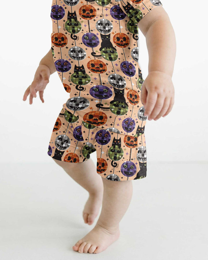 Groovy Halloween Disco Cat Bamboo Two Piece Short Sleeve Shorts Pajama Set