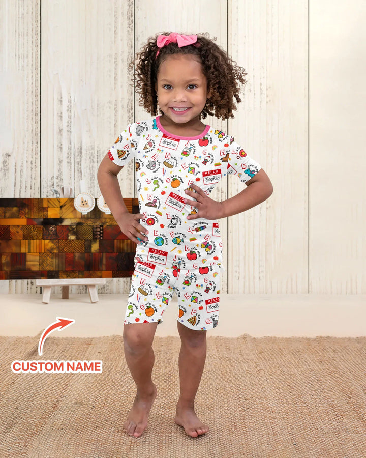 Zweiteiliges Pyjama-Set mit kurzen Ärmeln und Shorts im Sommer-Design