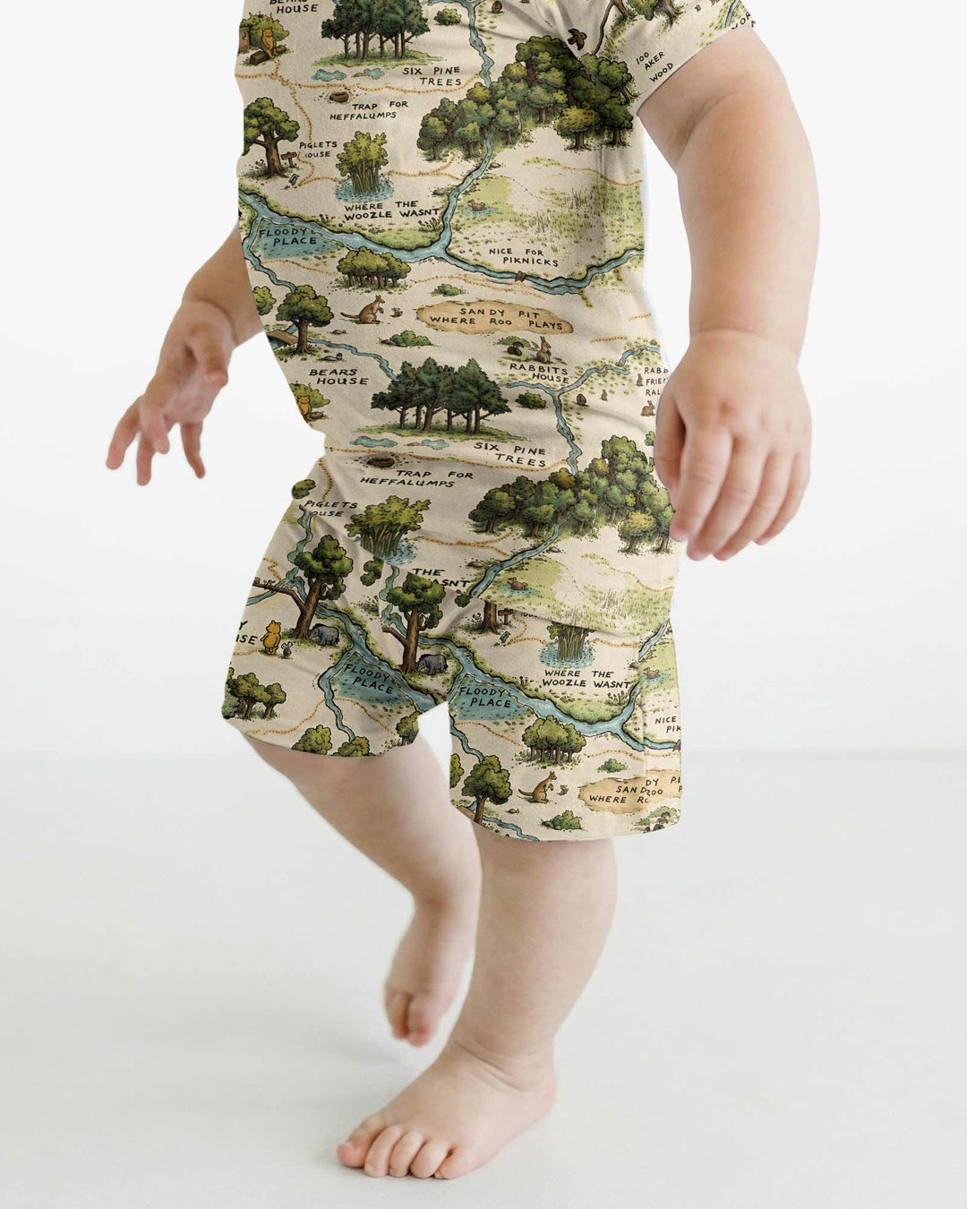Classic Bear Maps Bamboo Two Piece Short Sleeve Shorts Pajama Set
