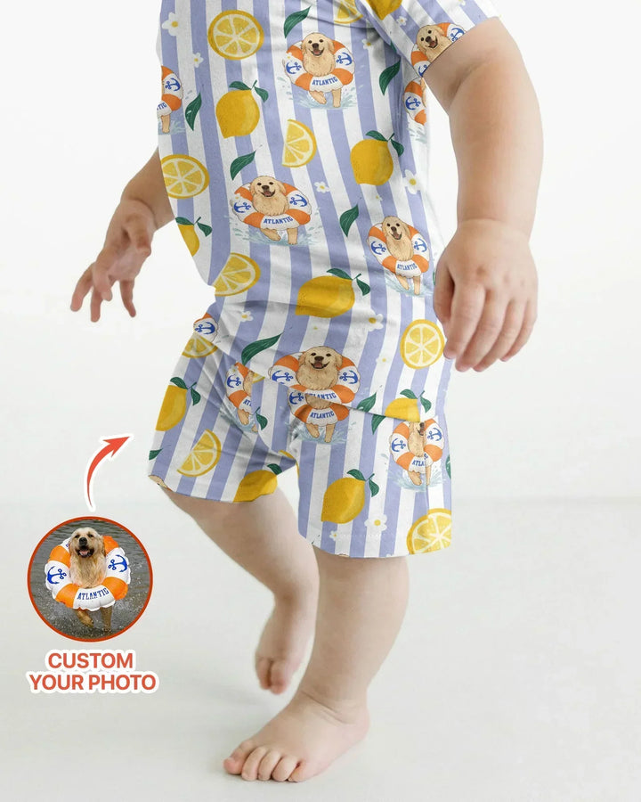 Zweiteiliges Pyjama-Set mit kurzen Ärmeln und Shorts im Sommer-Design
