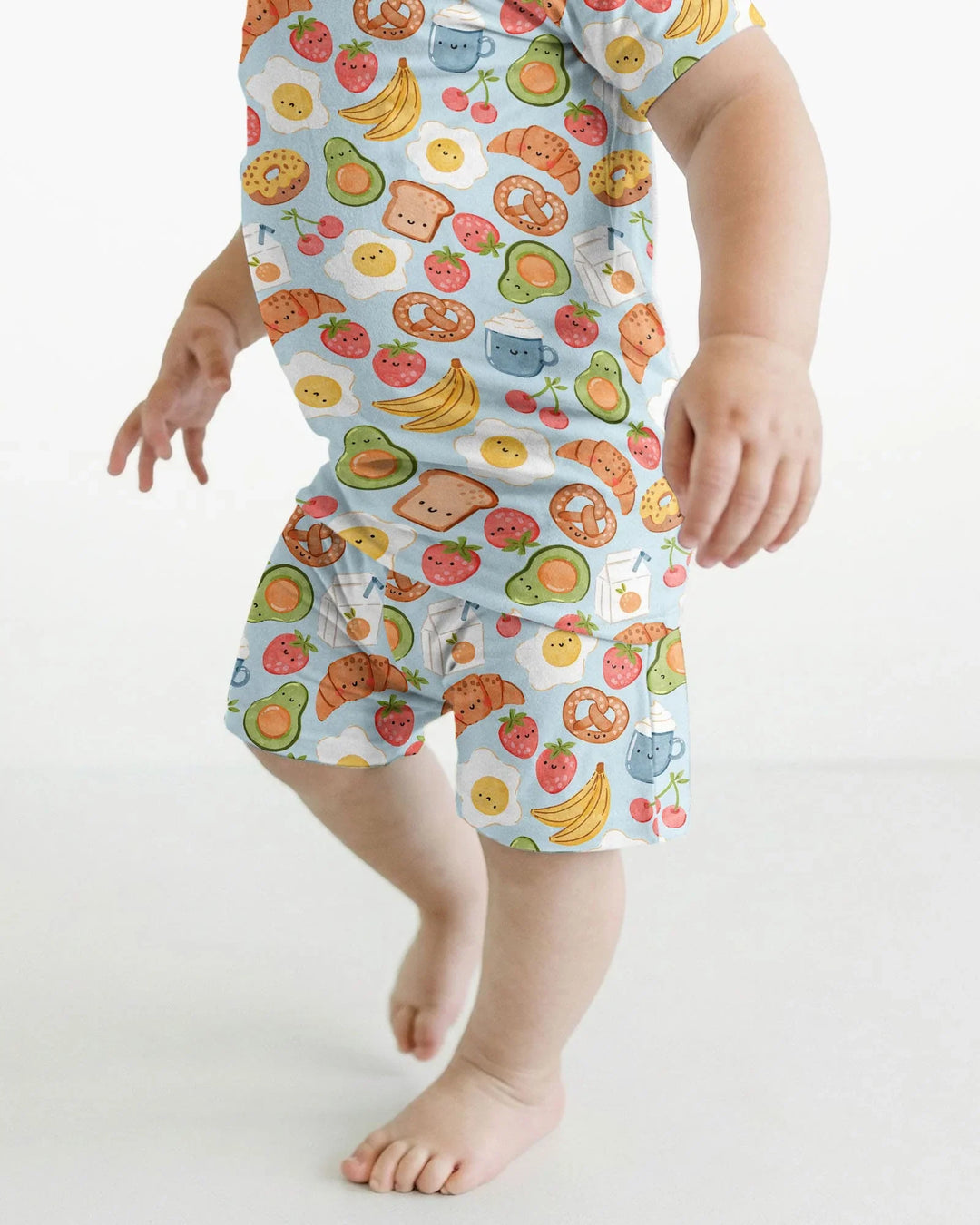 Breakfast Buddies Family Matching Bamboo Two Piece Short Sleeve Shorts Pajama Set