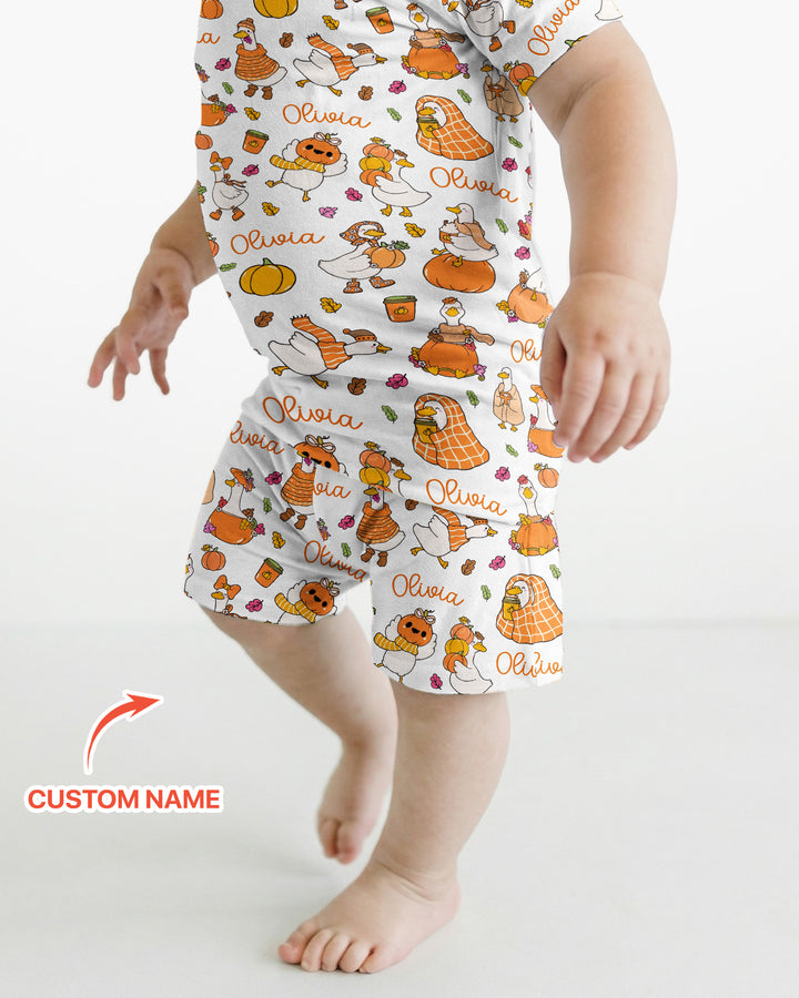 Fall Silly Goose Bamboo Two Piece Short Sleeve Shorts Pajama Set