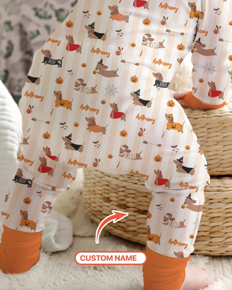 Custom Name Boo Crew Halloween Dachshund  Bamboo Convertible Zippy