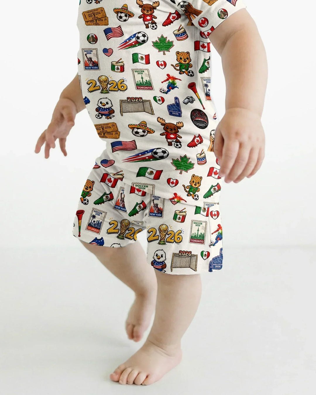 Soccer Cup 2026 Family Matching Bamboo Two Piece Short Sleeve Shorts Pajama Set