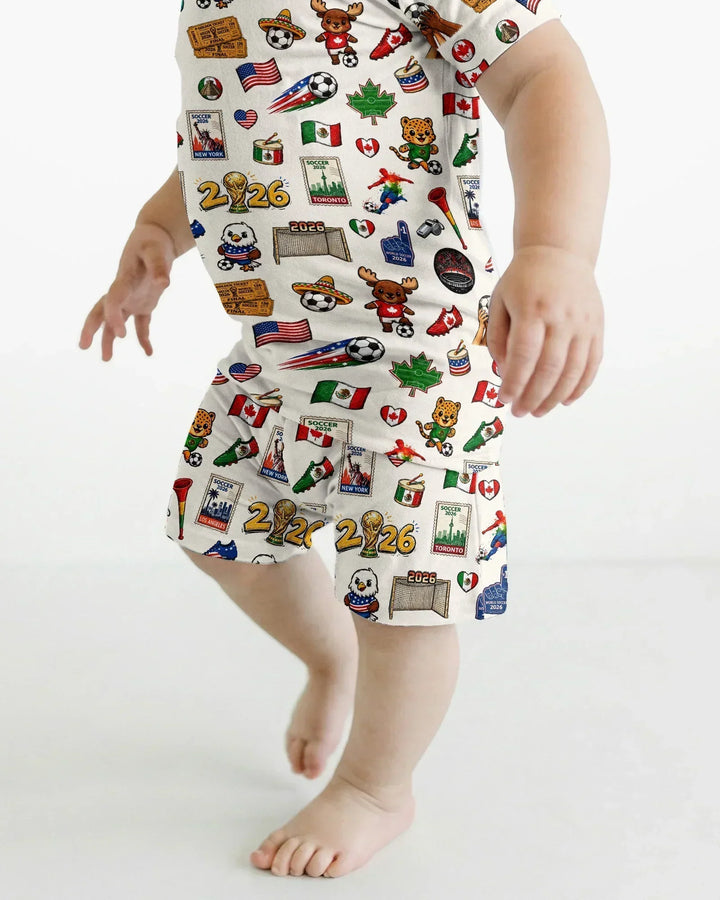 Soccer Cup 2026 Family Matching Bamboo Two Piece Short Sleeve Shorts Pajama Set