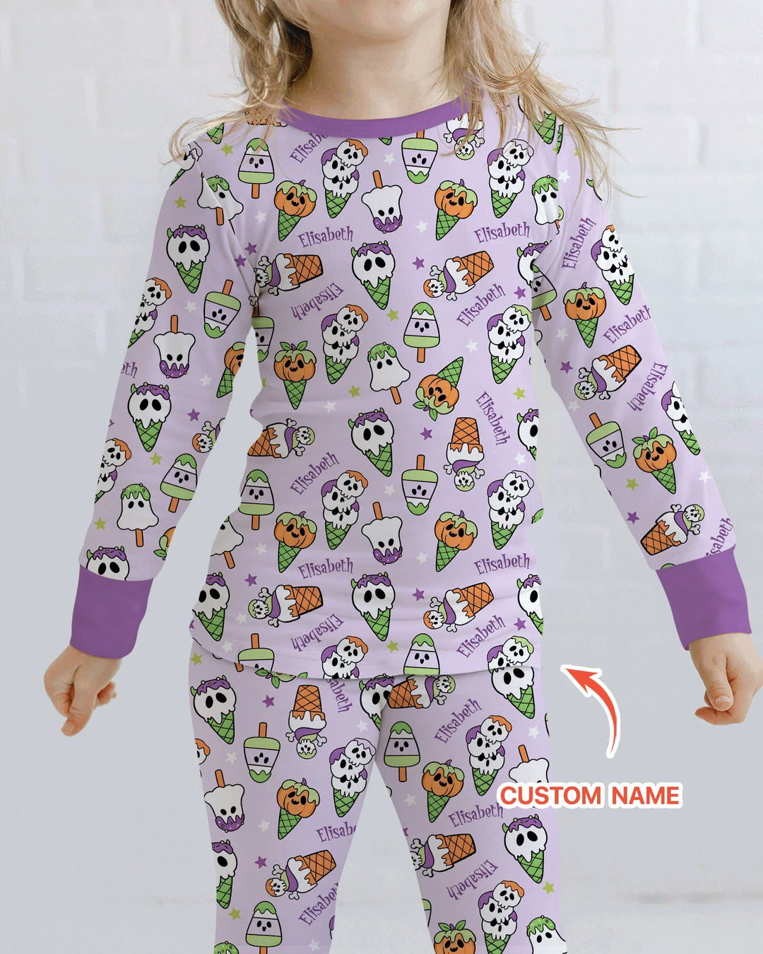 Summerween Ice cream Bamboo Two Piece Long Sleeve Pajama Set
