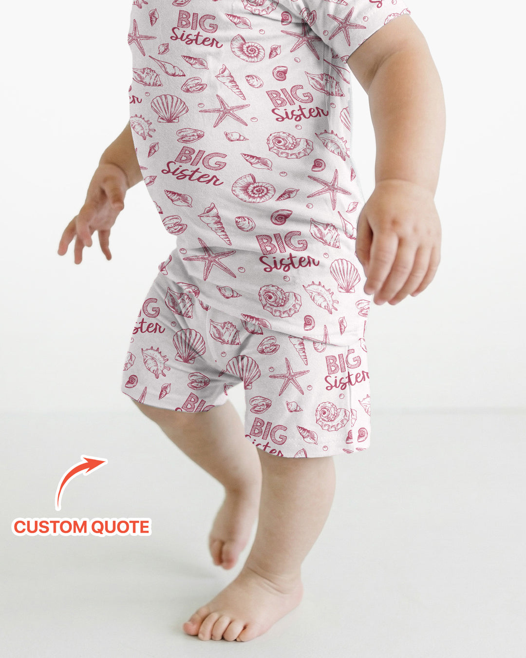 Coquette Seashell Matching Sibling Bamboo Two Piece Short Sleeve Shorts Pajama Set