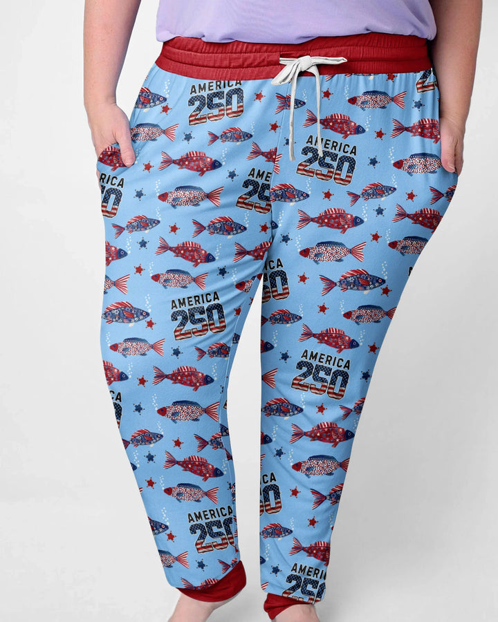 Stars and Stripes Fisch Bambus Pyjama Set für Damen