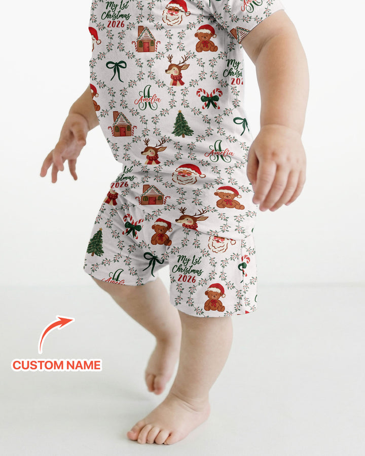 Zweiteiliges Pyjama-Set mit kurzen Ärmeln und Shorts im Sommer-Design