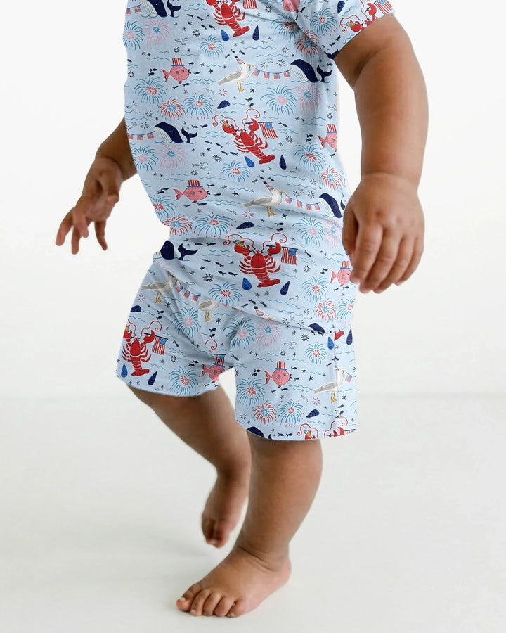 Schlafanzug-Set zweiteilig, kurze Ärmel, kurze Hose, Bambus