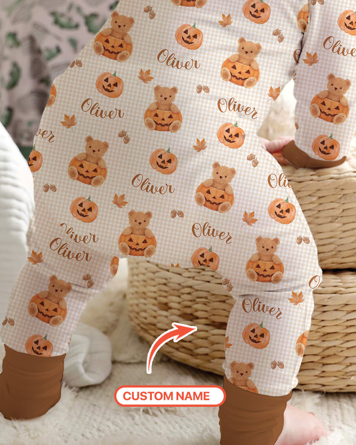 Custom Name Pumpkin Teddy Bamboo Convertible Zippy