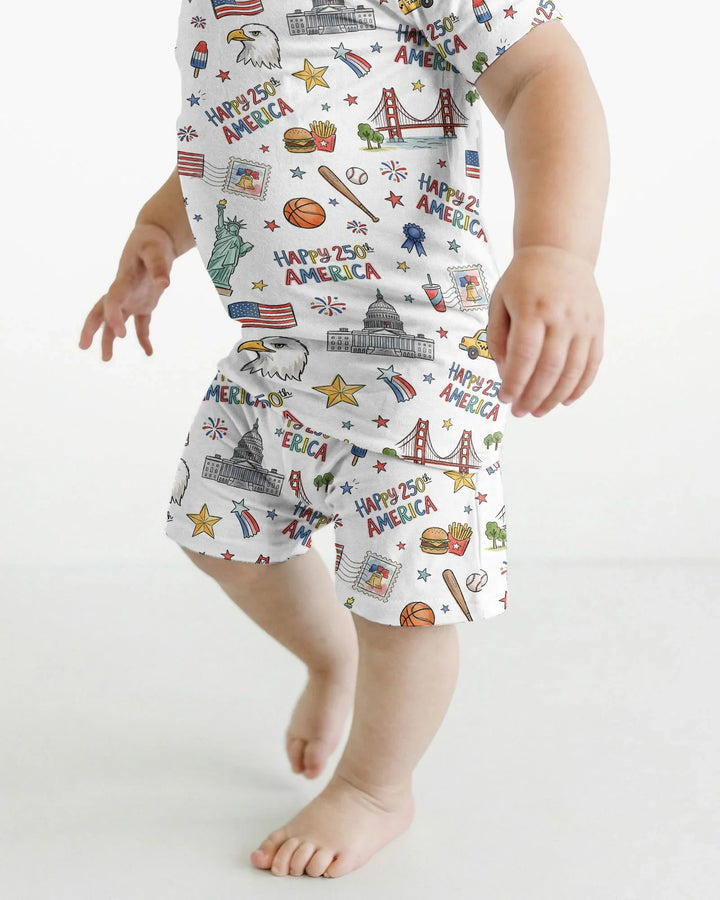 Schlafanzug-Set zweiteilig, kurze Ärmel, kurze Hose, Bambus