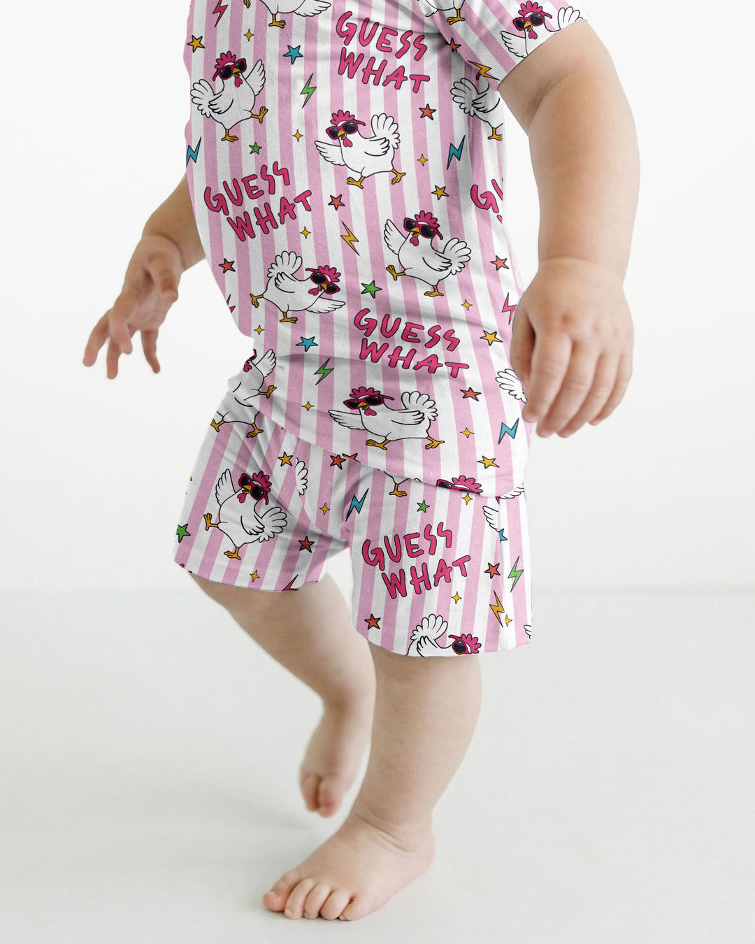Guess What? Chicken Butt! Bamboo Two Piece Short Sleeve Shorts Pajama Set