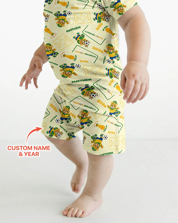 Zweiteiliges Pyjama-Set mit kurzen Ärmeln und Shorts im Sommer-Design
