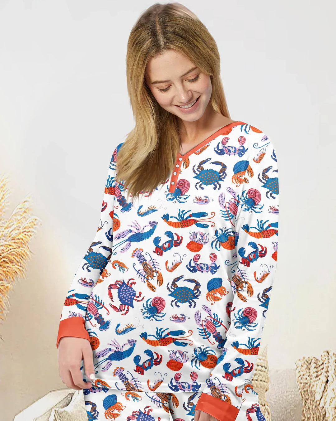 Crustacean Nation Familie Passender Bambus Schlafanzug für Damen