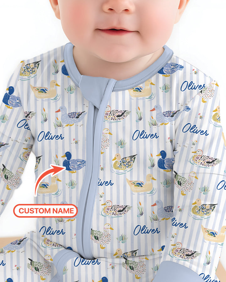 Whimsical Duck Custom Name Bamboo Convertible Zippy