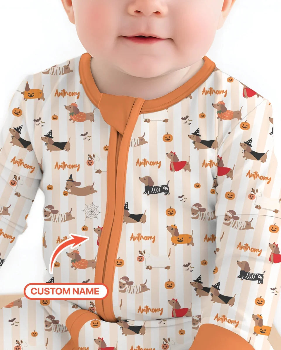 Custom Name Boo Crew Halloween Dachshund  Bamboo Convertible Zippy