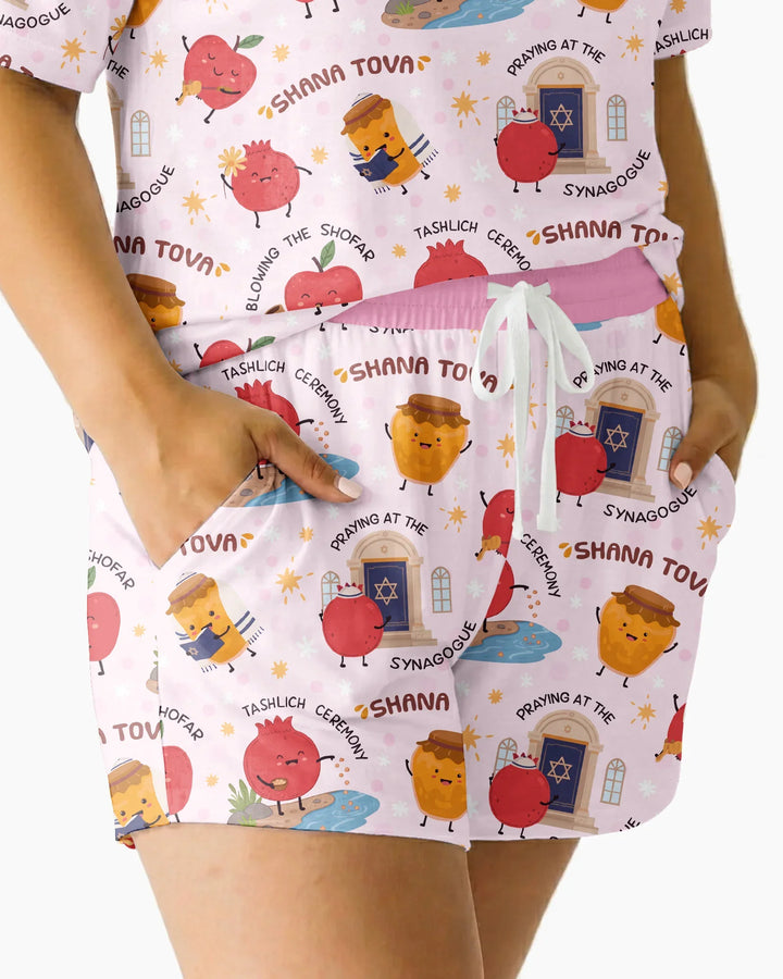 Sweet Sacred Moments Family Matching Bamboo Women Short Sleeve Short Pajama Set