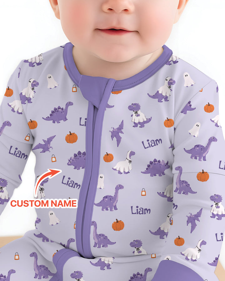 Custom Name Spooky Dinosaur Halloween - Personalized Bamboo Convertible Zippy