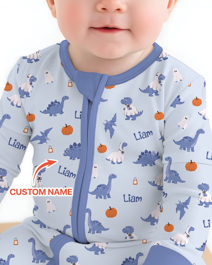 Custom Name Spooky Dinosaur Halloween - Personalized Bamboo Convertible Zippy