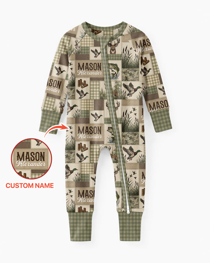 Personalized Hunting Patchwork Bamboo Convertible Zippy