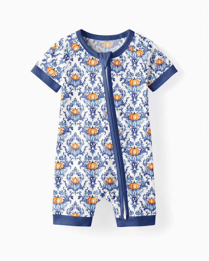 Pumpkin Toile Family Matching Bamboo Shorty Zippy