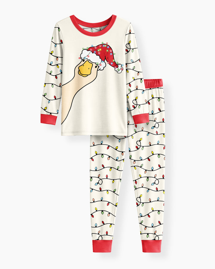 Funny Christmas Goose Bamboo Two Piece Long Sleeve Pajama Set