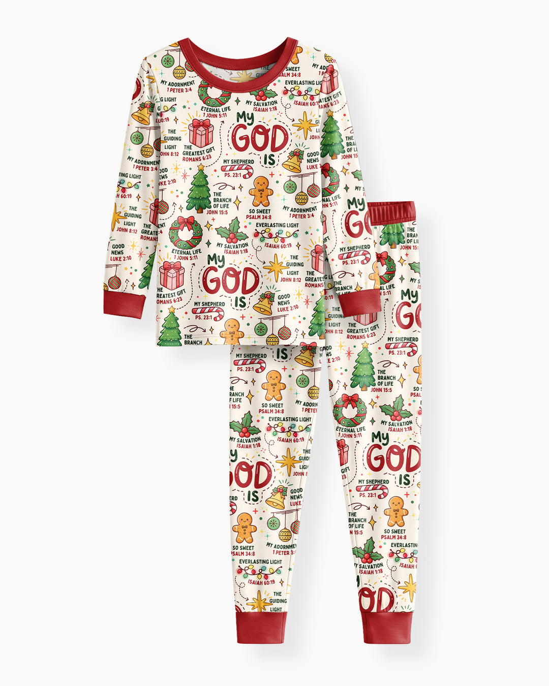 Christmas My God Is Bamboo Two Piece Long Sleeve Pajama Set