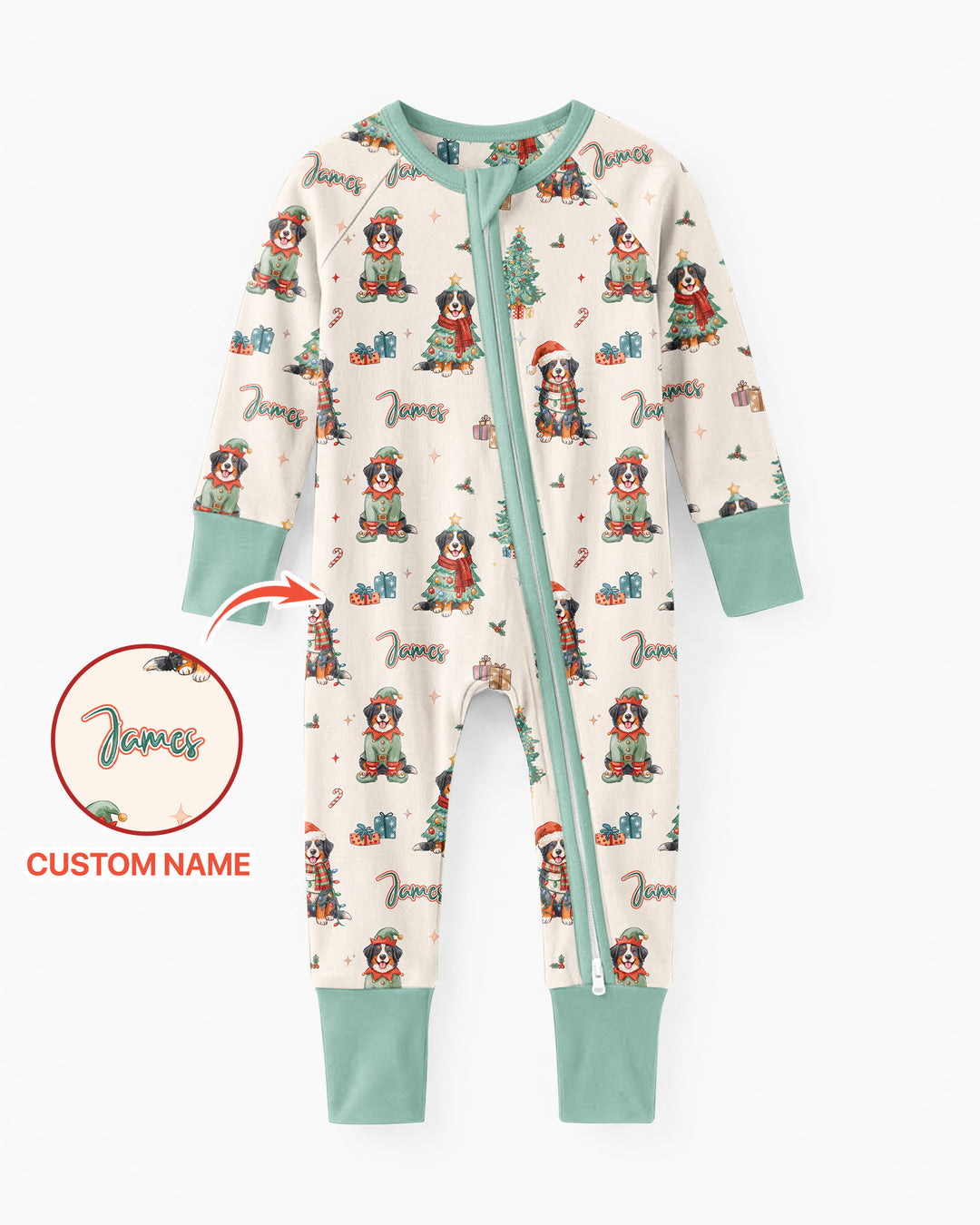 Christmas Bernese Mountain Dog Family Matching Bamboo Convertible Zippy
