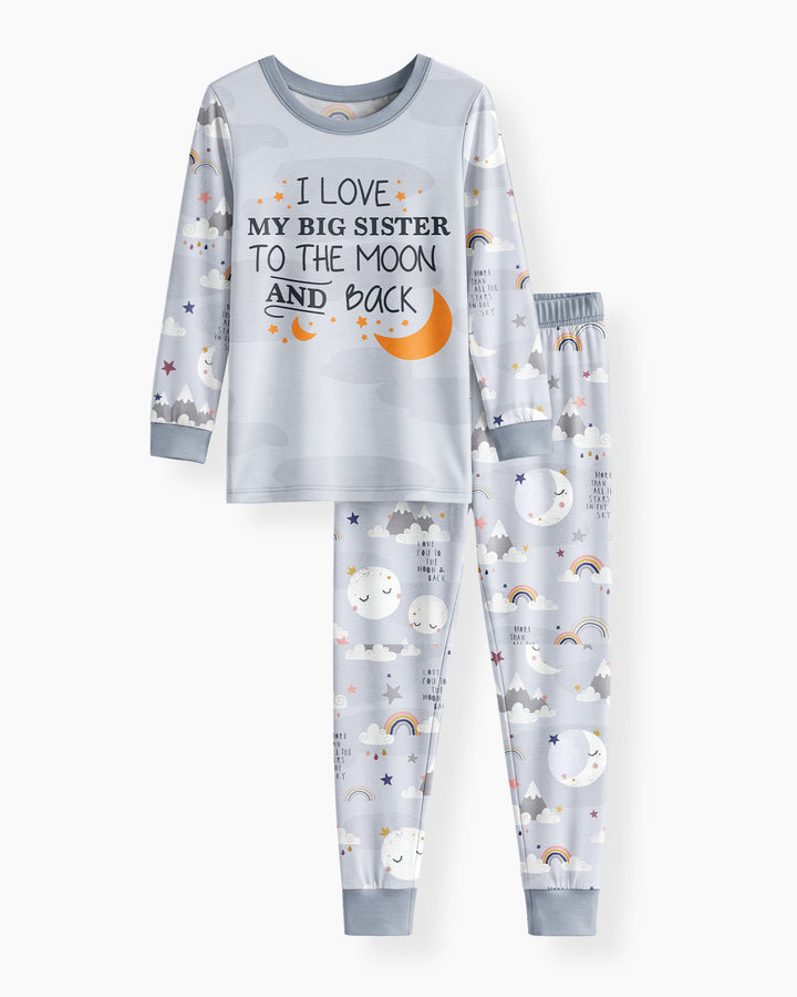 I Love My Big Sister To The Moon And Back Bamboo Two Piece Long Sleeve Pajama Set