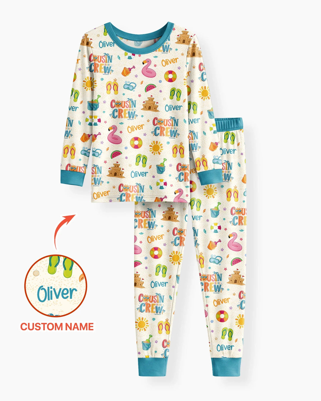 Zweiteiliges Langarm-Pyjama-Set mit Sommerfrüchten