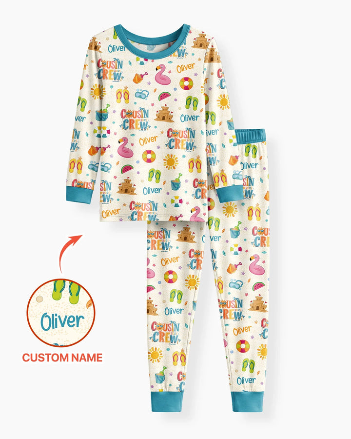 Zweiteiliges Langarm-Pyjama-Set mit Sommerfrüchten