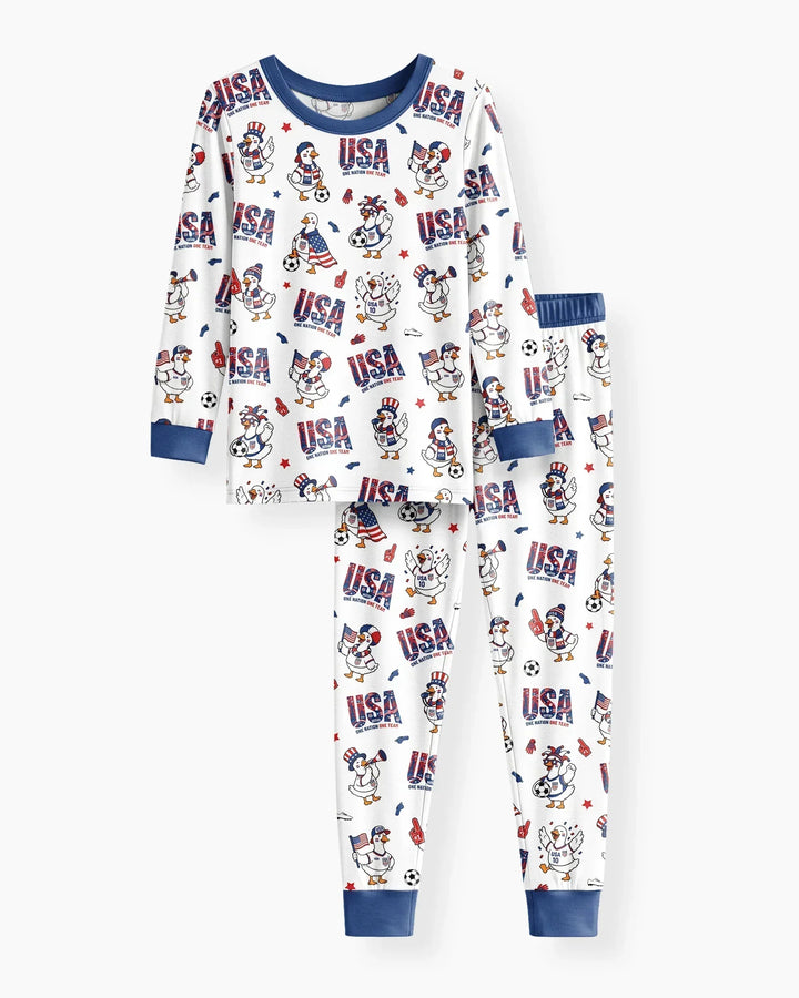 Zweiteiliges Langarm-Pyjama-Set mit Sommerfrüchten