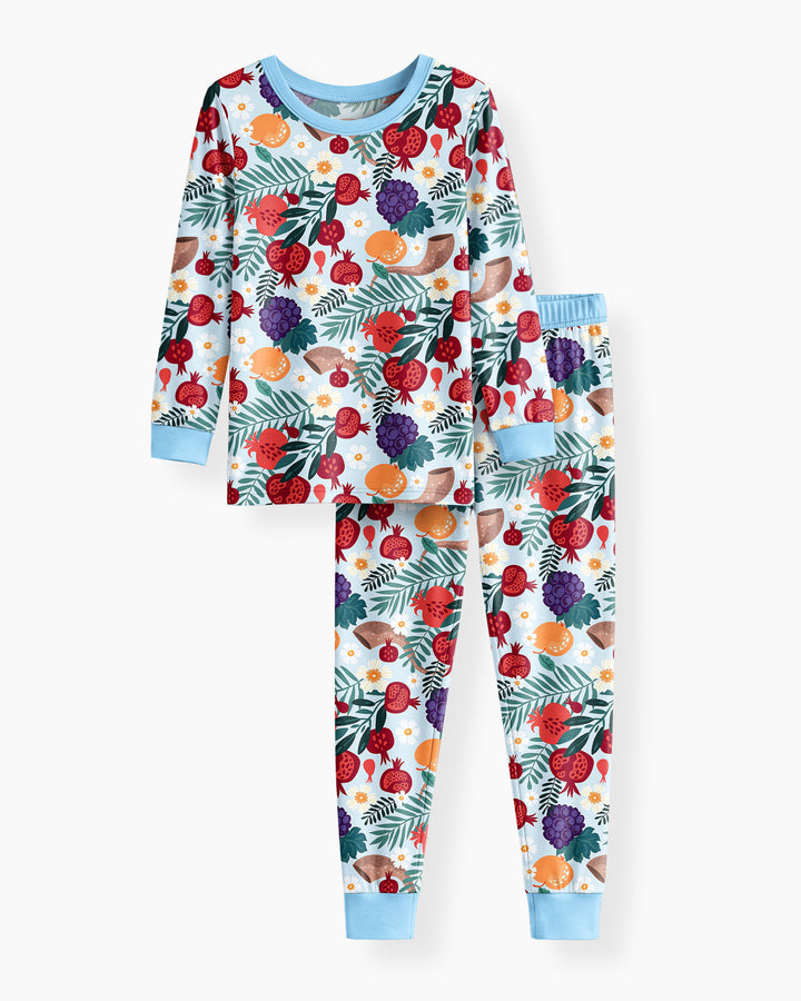 Zweiteiliges Langarm-Pyjama-Set mit Sommerfrüchten