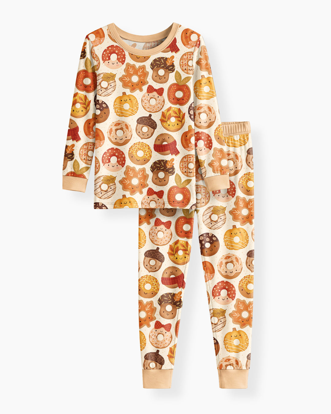 Cute Autumn Donut Bamboo Two Piece Long Sleeve Pajama Set
