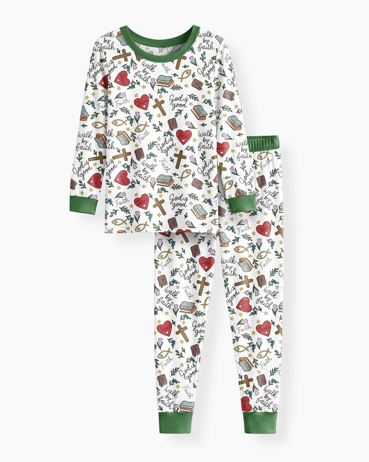 Zweiteiliges Langarm-Pyjama-Set mit Sommerfrüchten