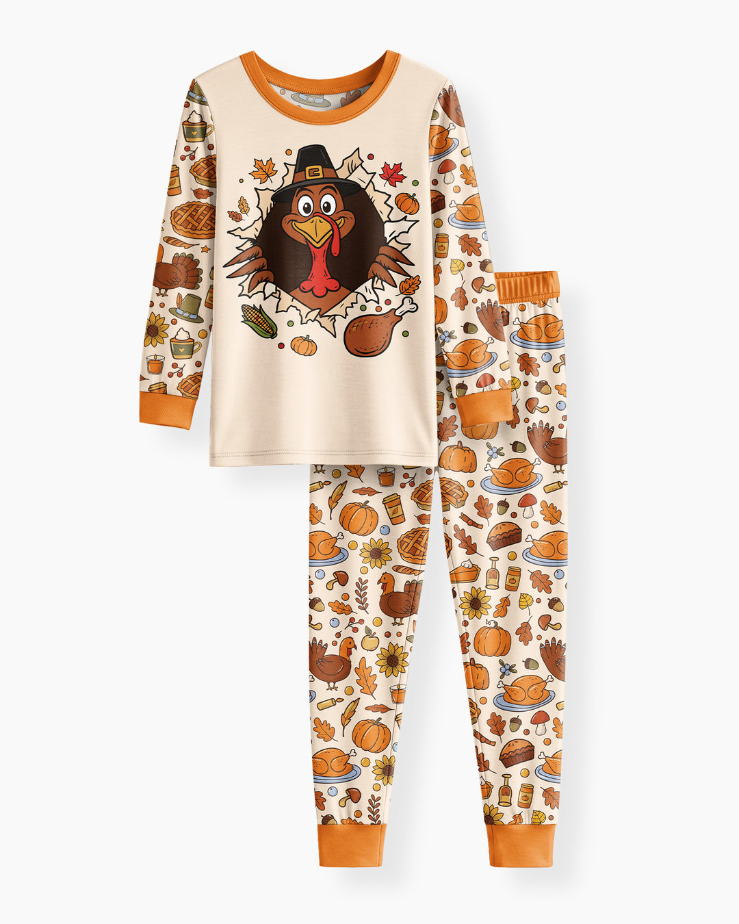 Funny Turkey on Thanksgiving Bamboo Two Piece Long Sleeve Pajama Set