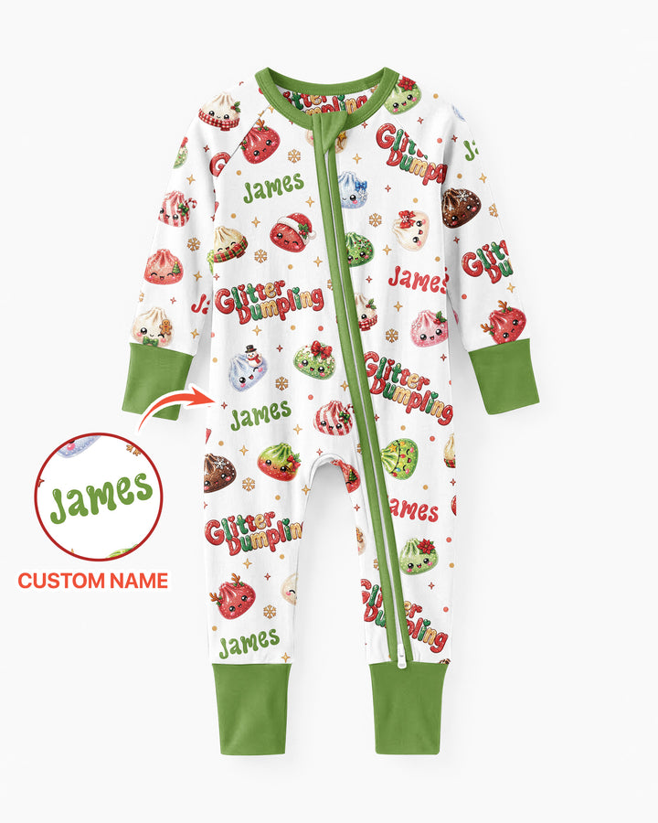 Custom Name Glitter Christmas Dumpling  Bamboo Convertible Zippy
