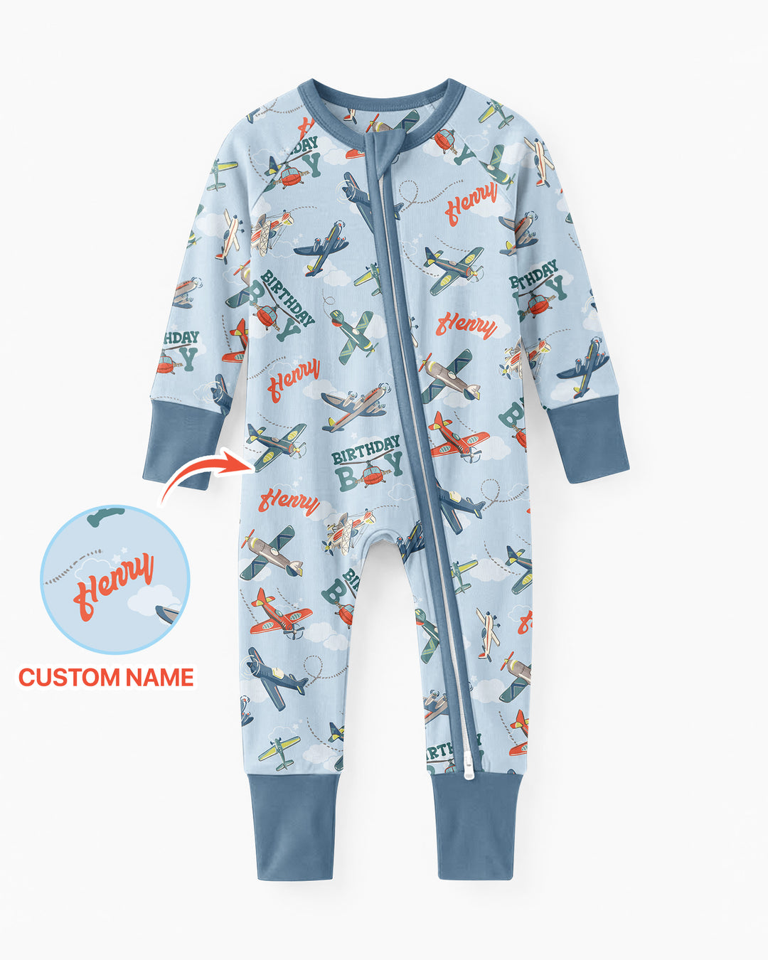 Personalized Airplane Birthday Boy Bamboo Convertible Zippy