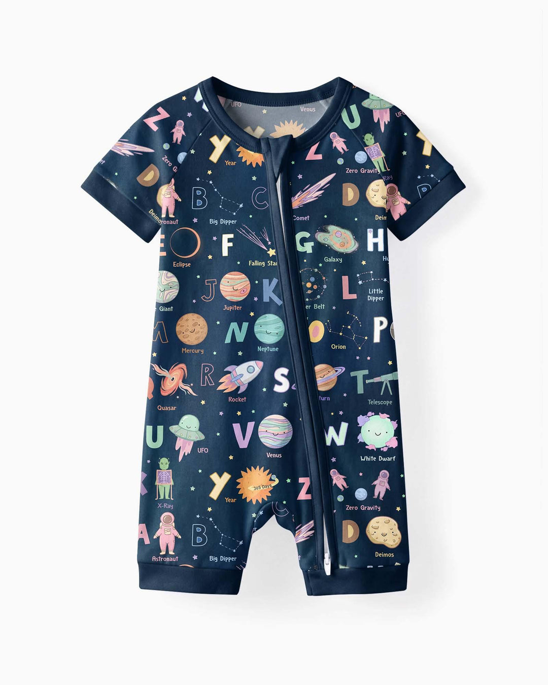 Space Alphabet Bamboo Shorty Zippy