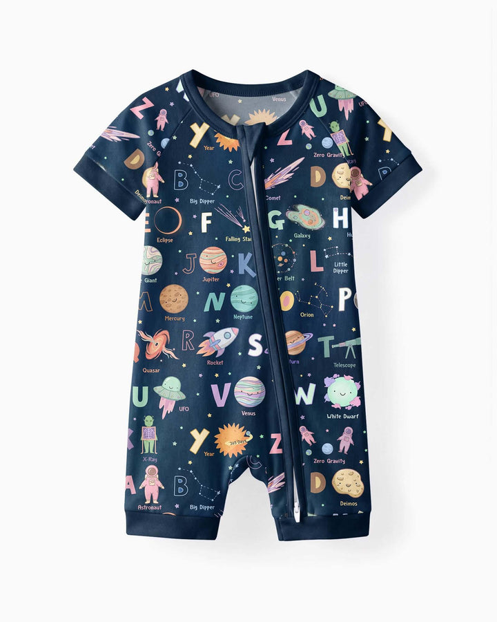 Space Alphabet Bamboo Shorty Zippy