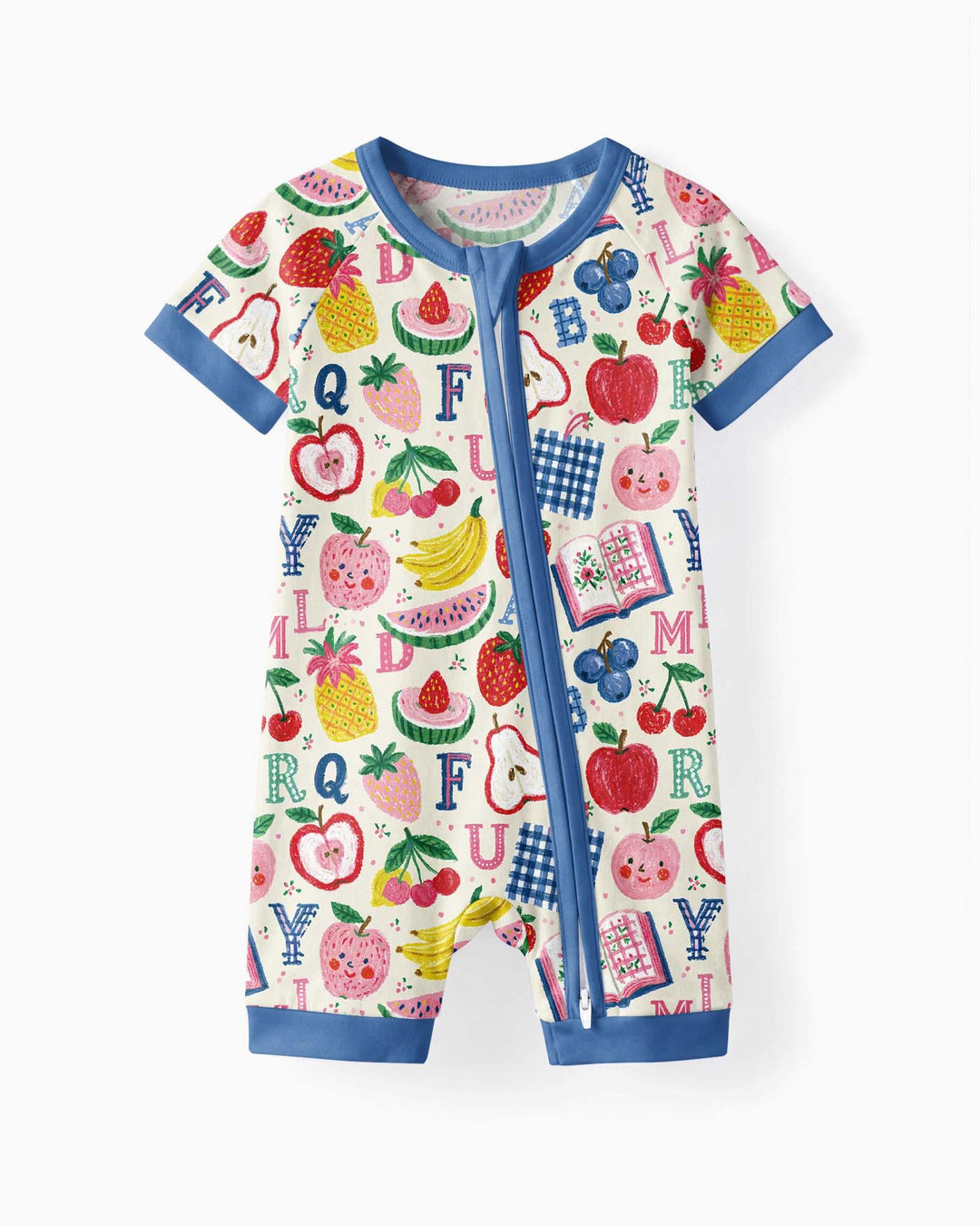 Back To School Fruit Alphabet Bamboo Shorty Zippy