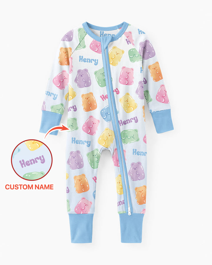 Kawaii Jelly Gummy Bears Custom Name Bamboo Convertible Zippy