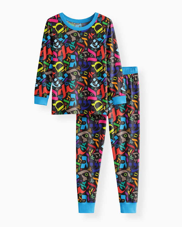 Hebrew Harmony Family Matching Bamboo Two Piece Long Sleeve Pajama Set
