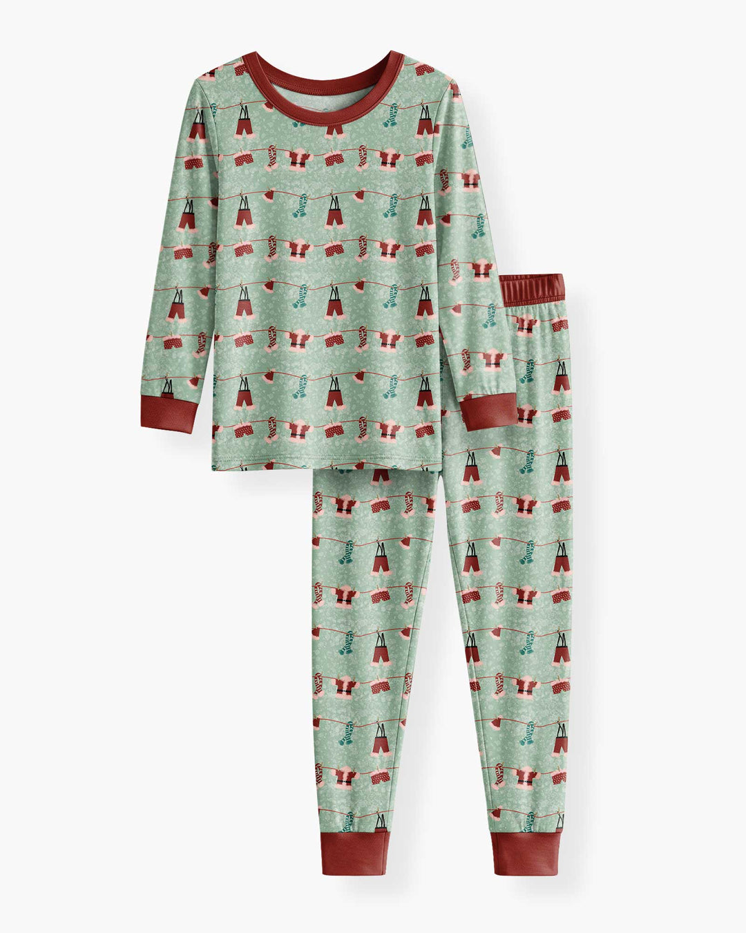 Santa In The Snow Bamboo Two Piece Long Sleeve Pajama Set